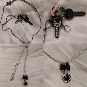 3/$25 key and clock necklaces with bows